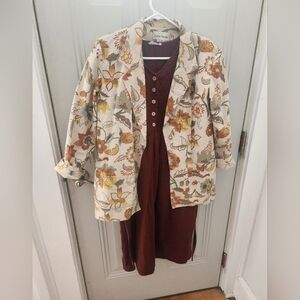 Cathy Daniels Vintage 80S 90S Y2K Lagenlook Linen Blend Floral Jacket Sz M